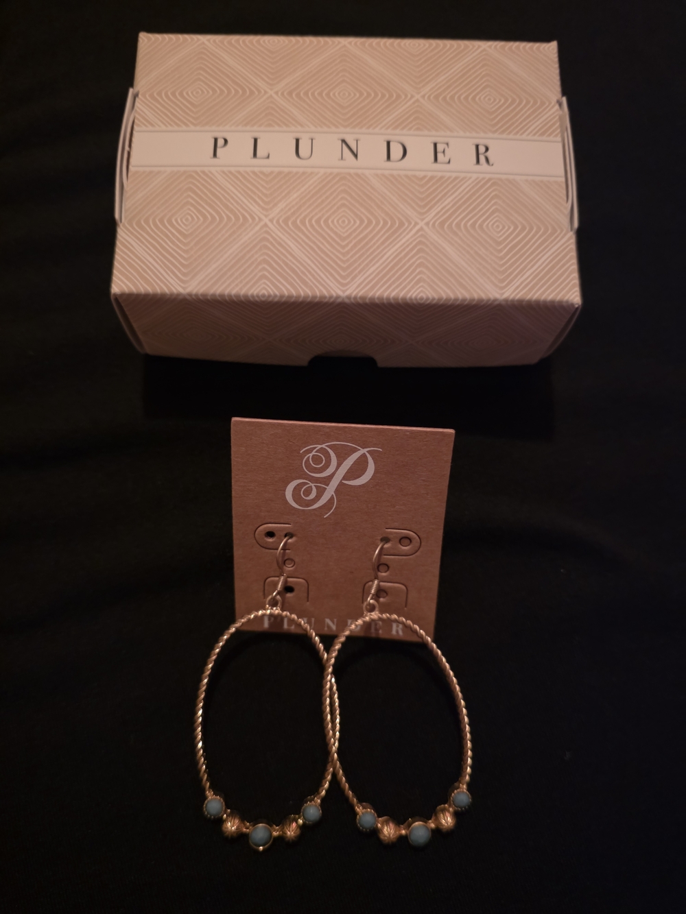 Plunder Rose Gold Twisted Hoops with Aqua Beads